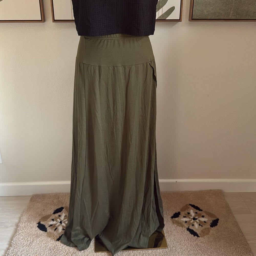 3/$10 Dark Green Maxi Open Skirt Casual